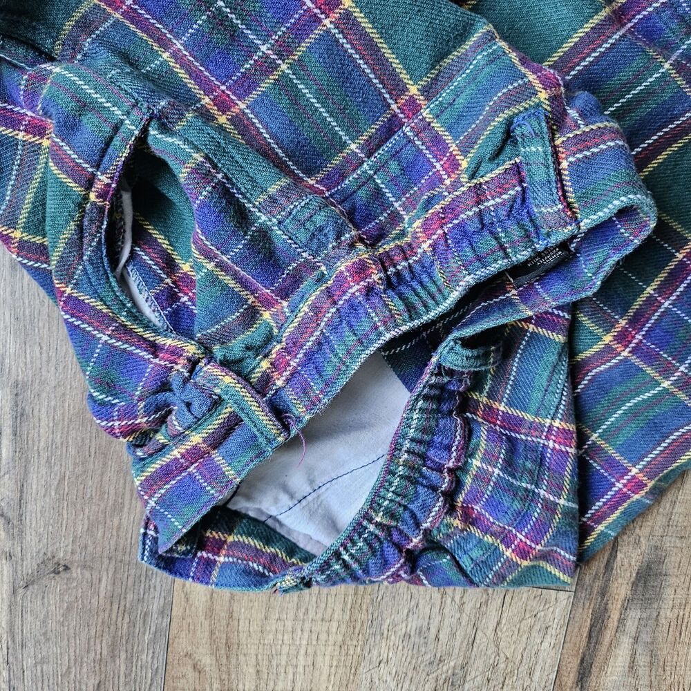Vintage 90s Plaid High Waisted Bermuda Shorts Green Purple Cotton Kids M 8 - Picture 7 of 8